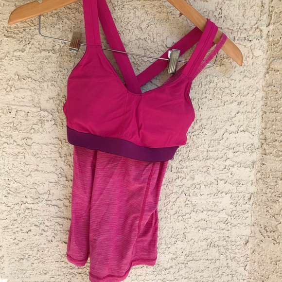 Pink lululemon strappy bra tank top - Picture 6 of 8
